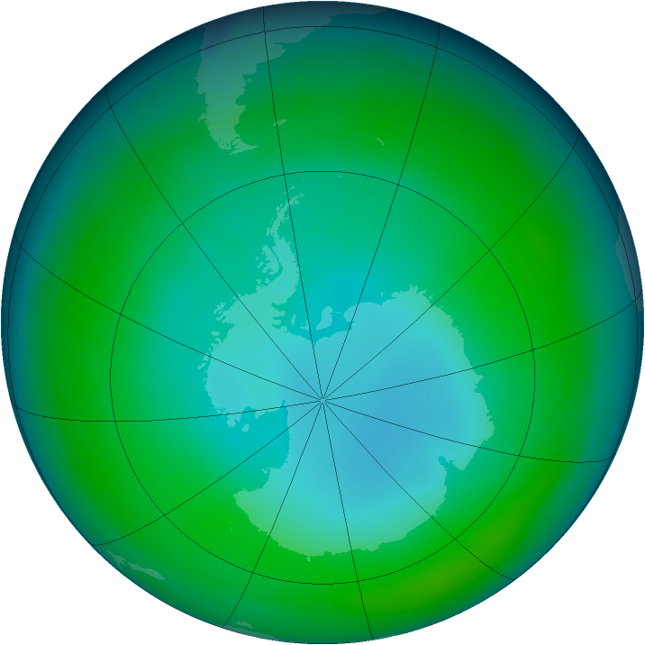 Antarctic ozone map for June 1999